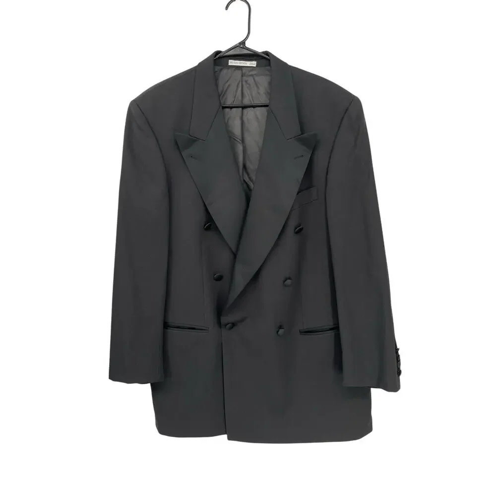 Hugo Boss Tuxedo Jacket Blazer Double Breasted Black Wool Armstrong Blues 42R